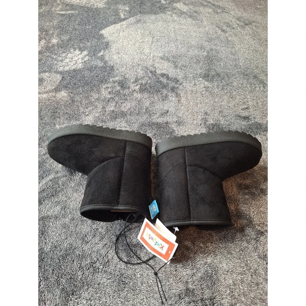 2‎ Pair Faux Suede Boots Girls 7/8 Brown Black Side Zip Lined Cozy Comfort Style